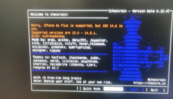checkra1n越獄顯示sorry，iPhone is support，but iOS is not supportted versions are12.0-15.1解決辦法